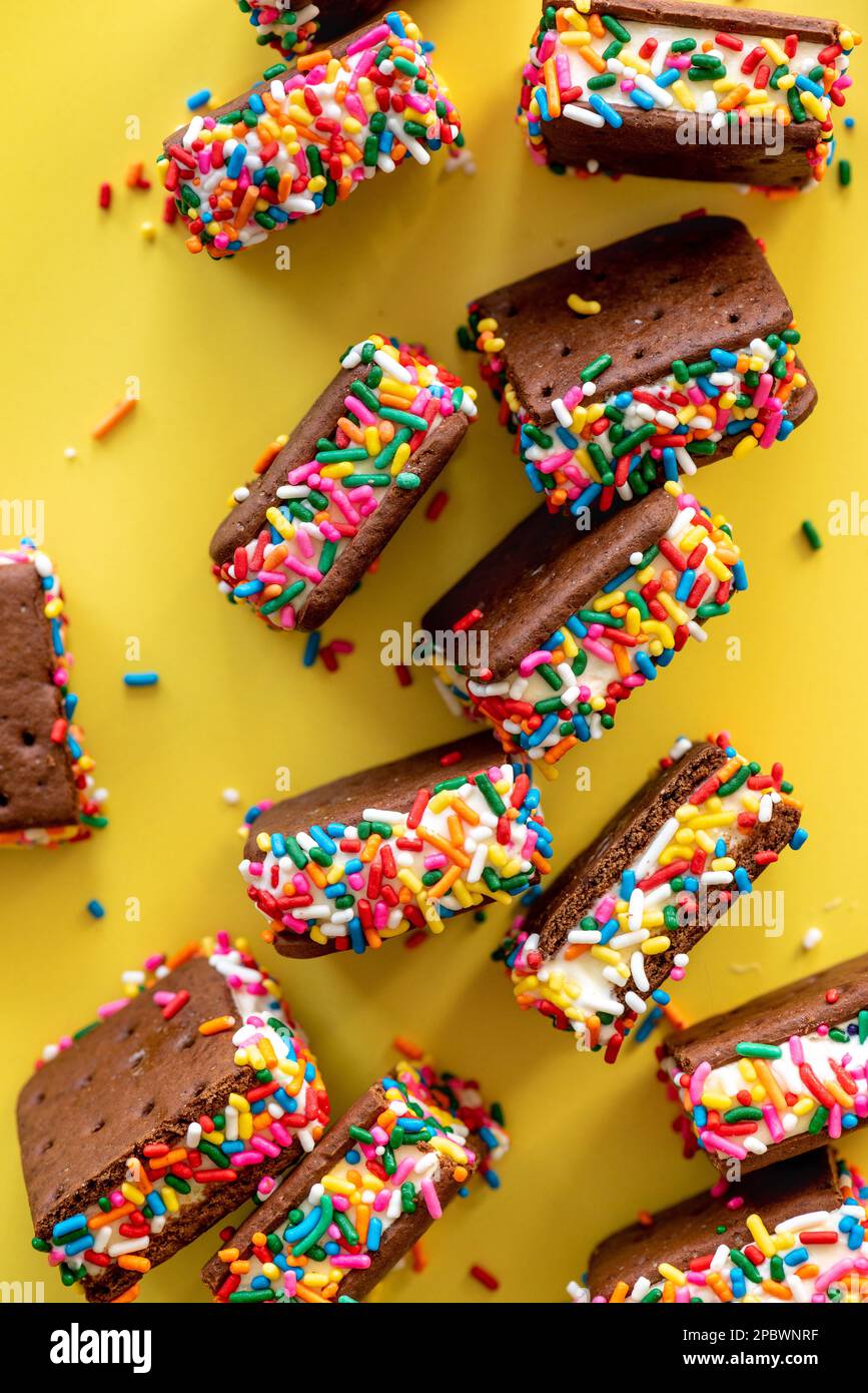 Simple ice cream sandwich with sprinkles Stock Photo - Alamy