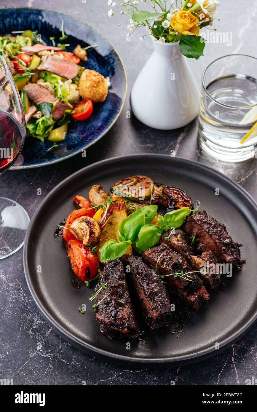 grilled beef in bbq sauce Stock Photo Alamy
