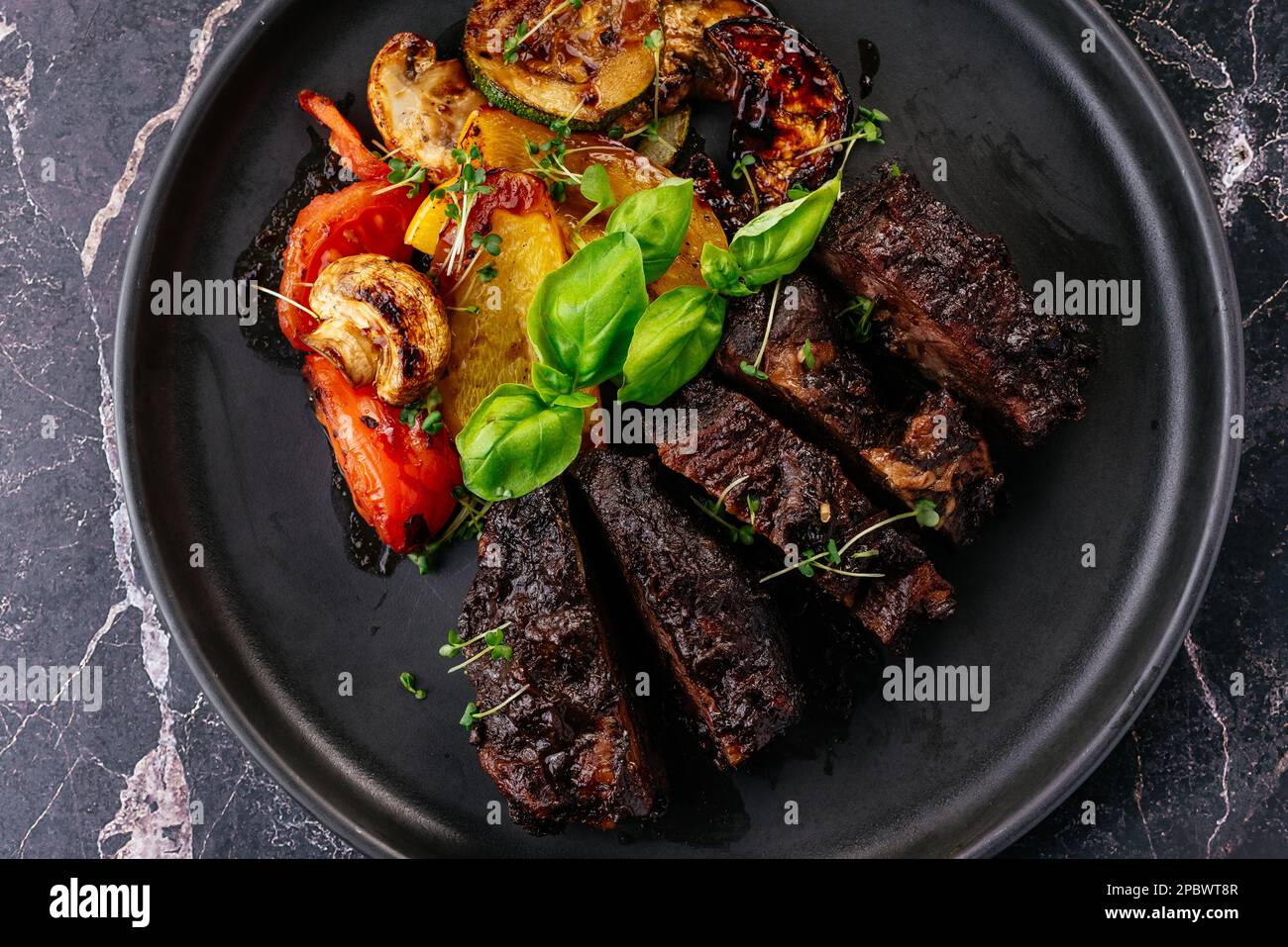 grilled beef in bbq sauce Stock Photo Alamy