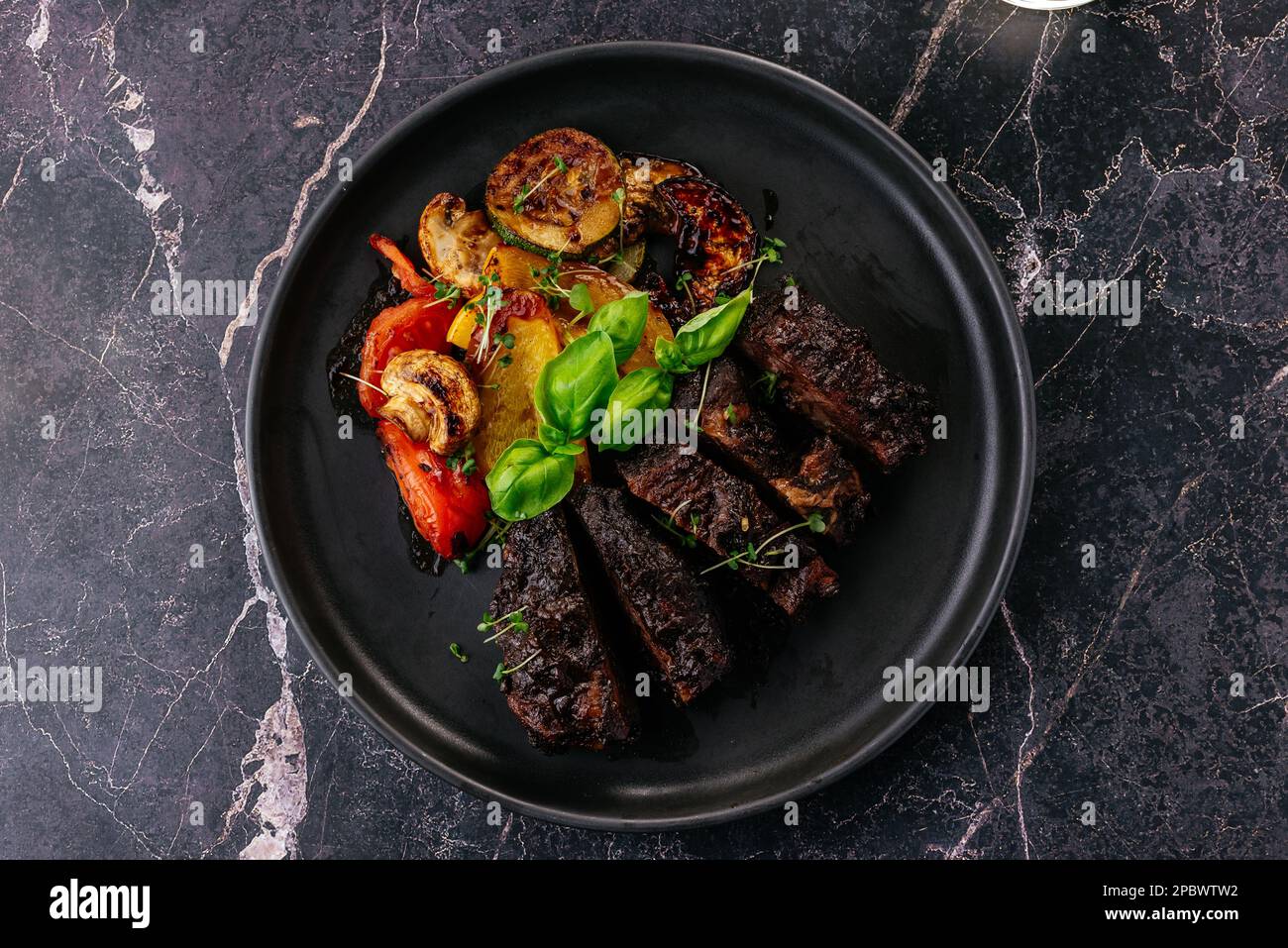 grilled beef in bbq sauce Stock Photo Alamy