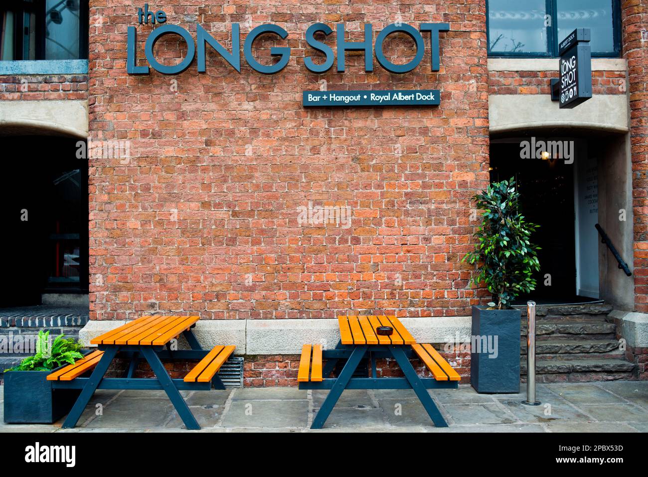 The Long Shot Bar, Albert dock, Liverpool, England Stock Photo