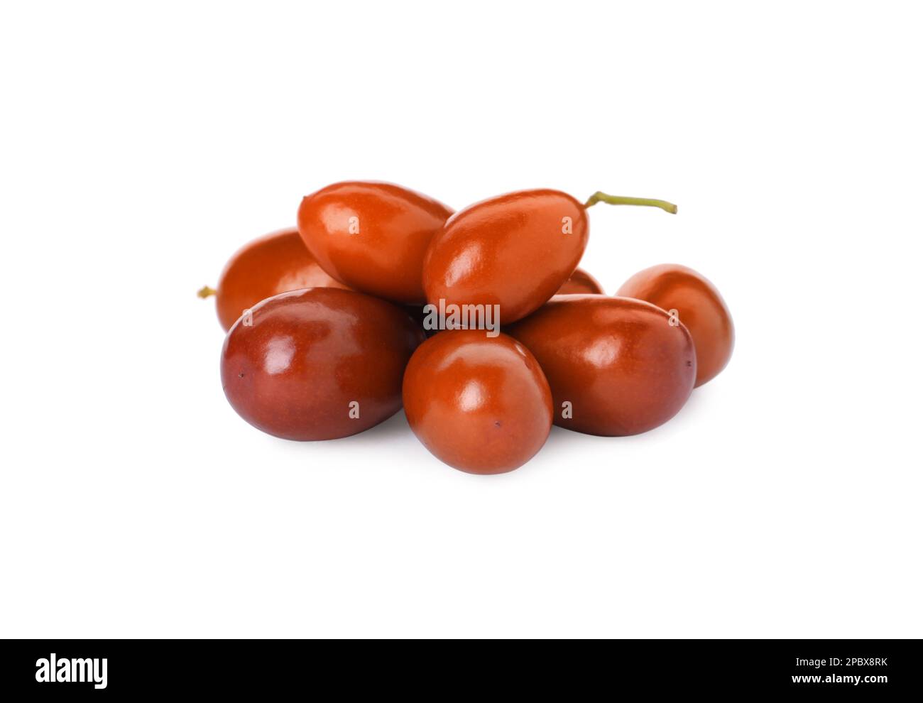 Heap of ripe red dates on white background Stock Photo Alamy