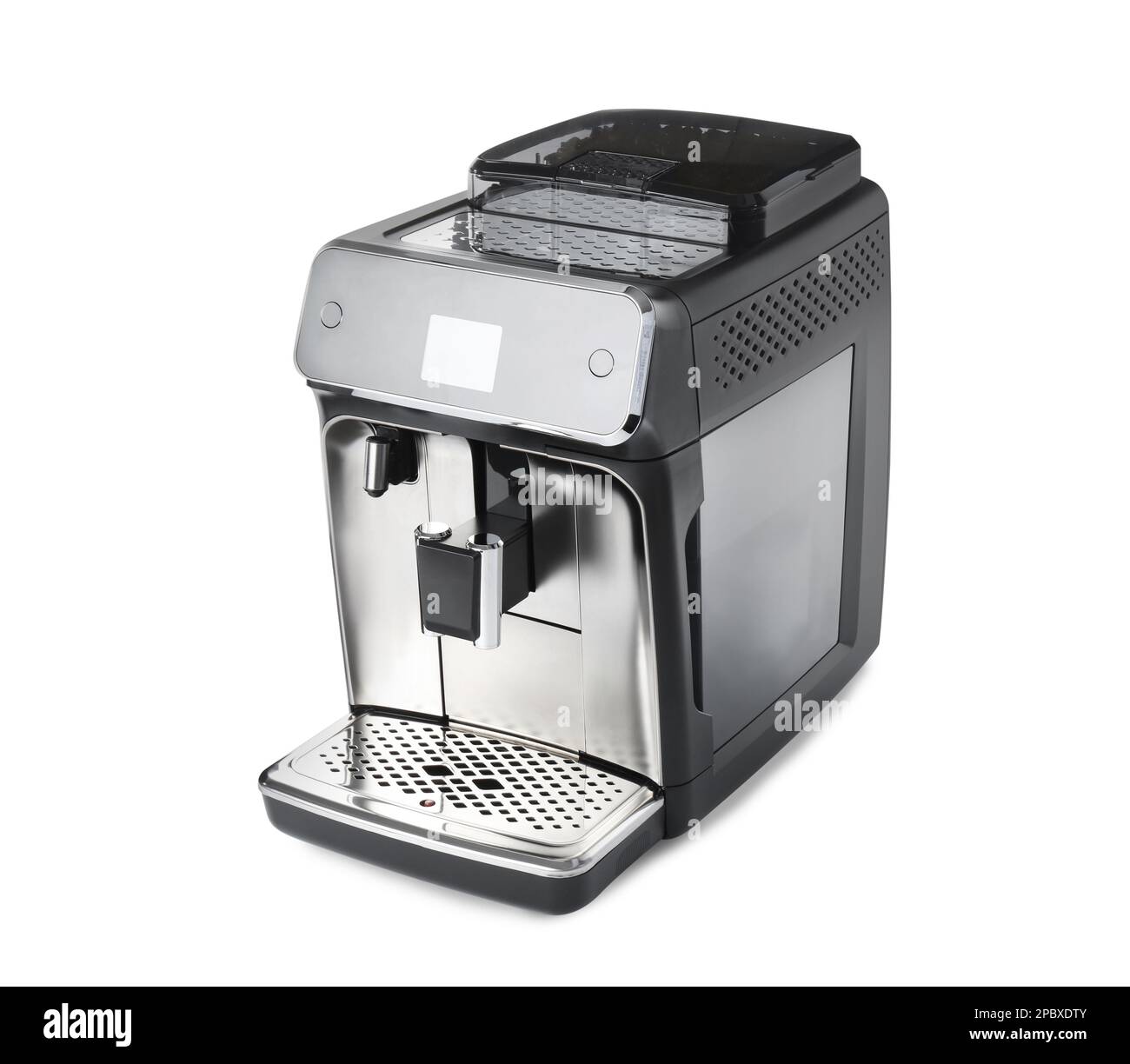 Modern electric coffee machine isolated on white Stock Photo Alamy