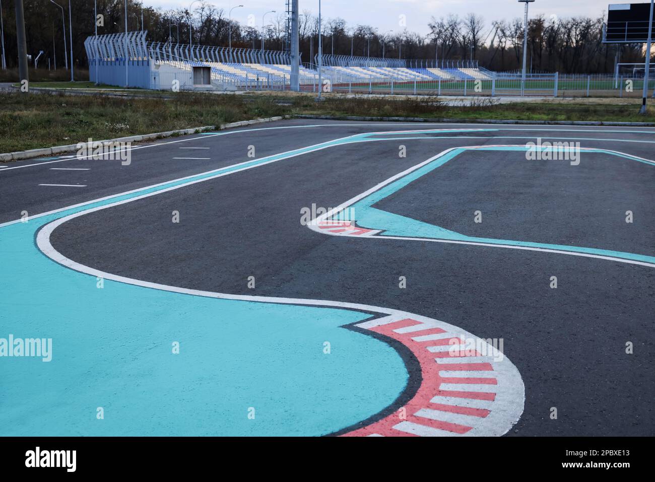 Driving school test track with marking lines for practice Stock Photo