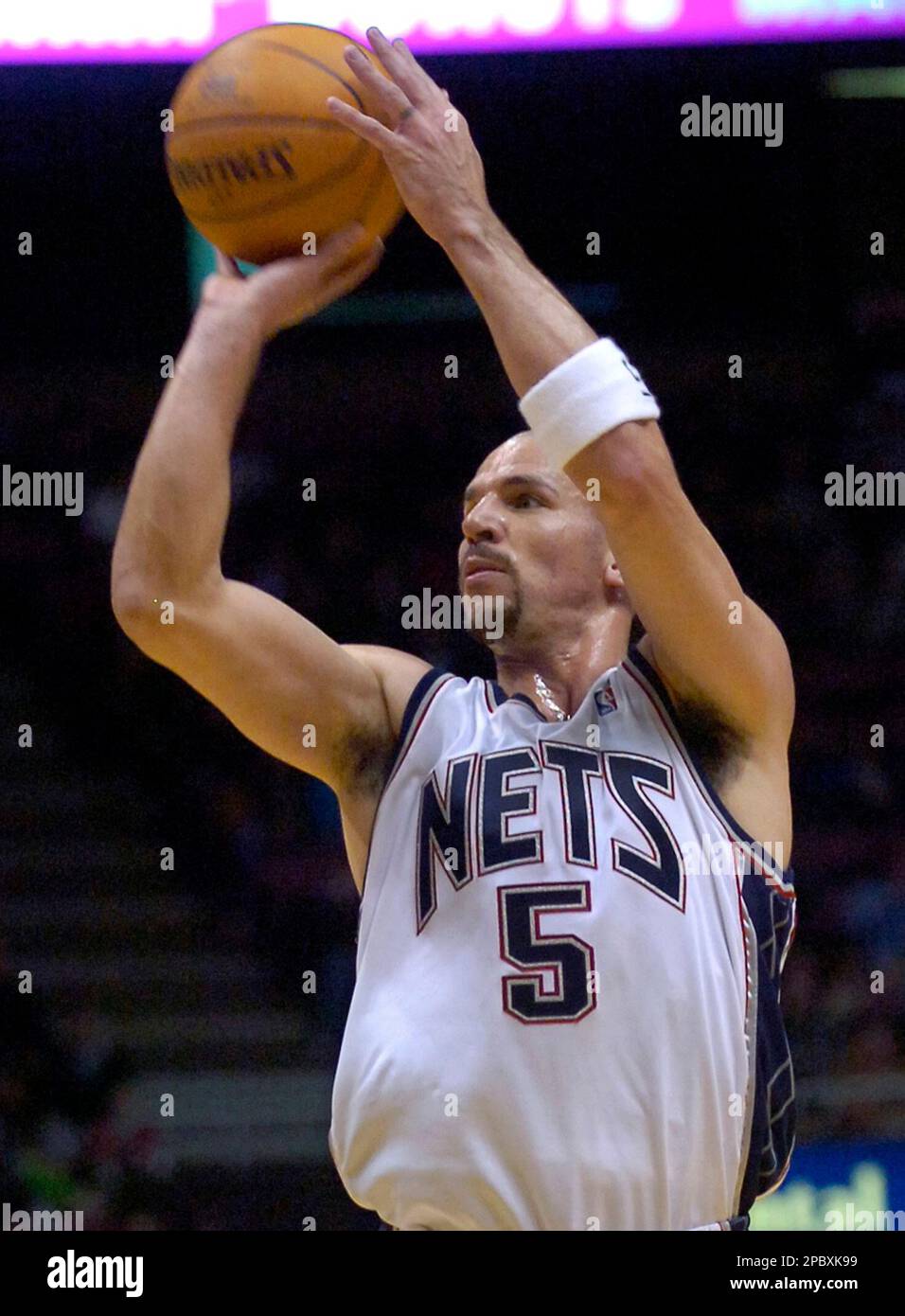 New Jersey Nets' Jason Kidd shoots during secondquarter NBA basketball