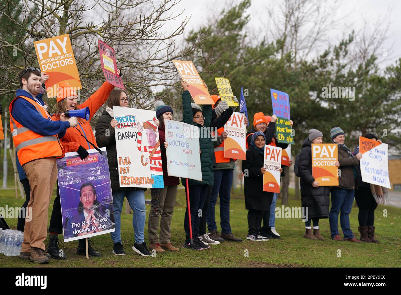 Striking NHS junior doctors on the picket line outside Norfolk