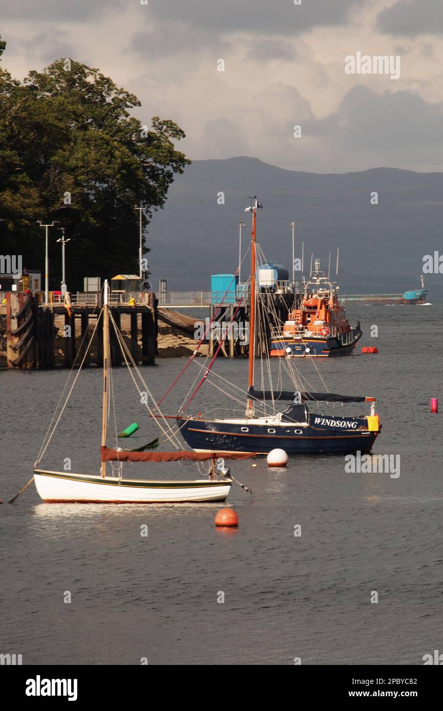 Looking across the seafront at Tobermory UK from the marina to the