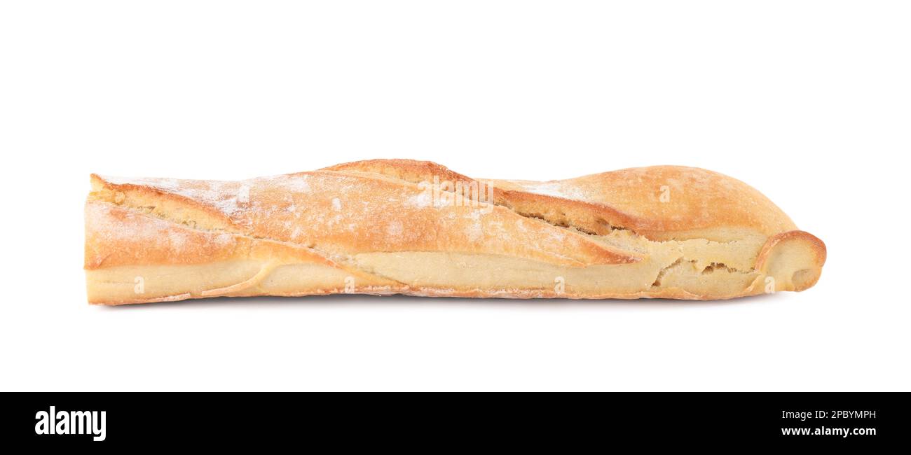 Piece of fresh baguette isolated on white Stock Photo - Alamy