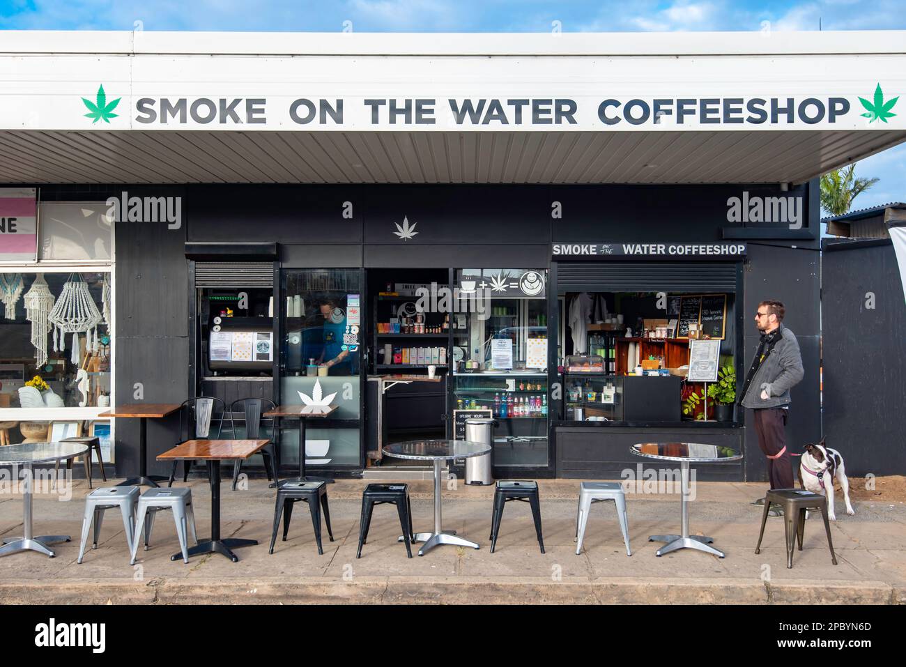 The Smoke on the Water Coffee Shop at Ettalong Beach on the Central Coast of New South Wales, Australia Stock Photo