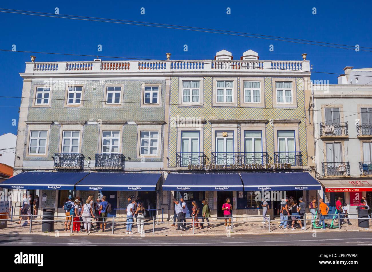 Cafe in traditional houses in Belem, Lisbon, Portugal Stock Photo