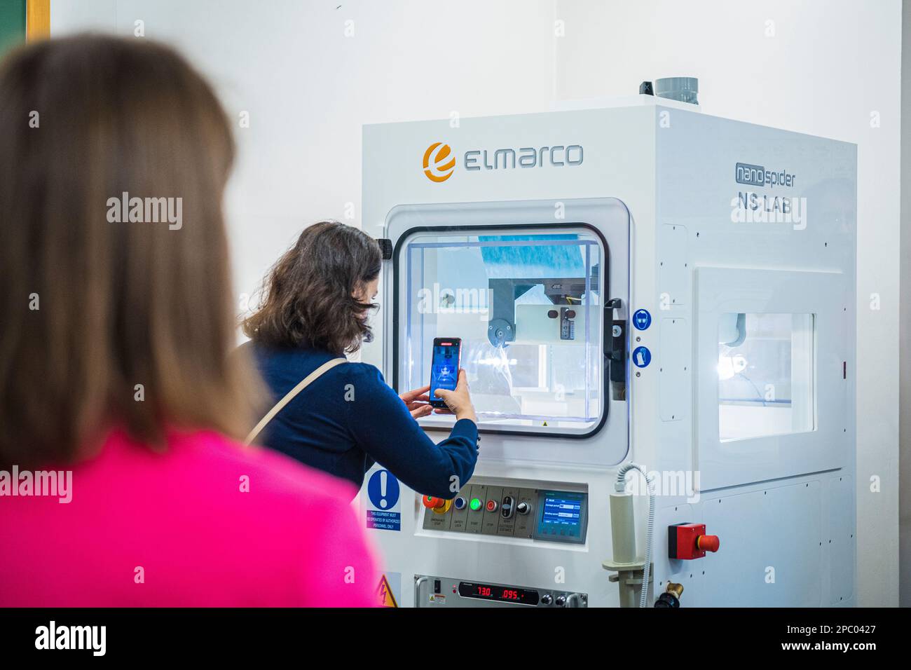 Zelezny Brod, Czech Republic. 13th Mar, 2023. Lab manager shows Nanospider unit of company