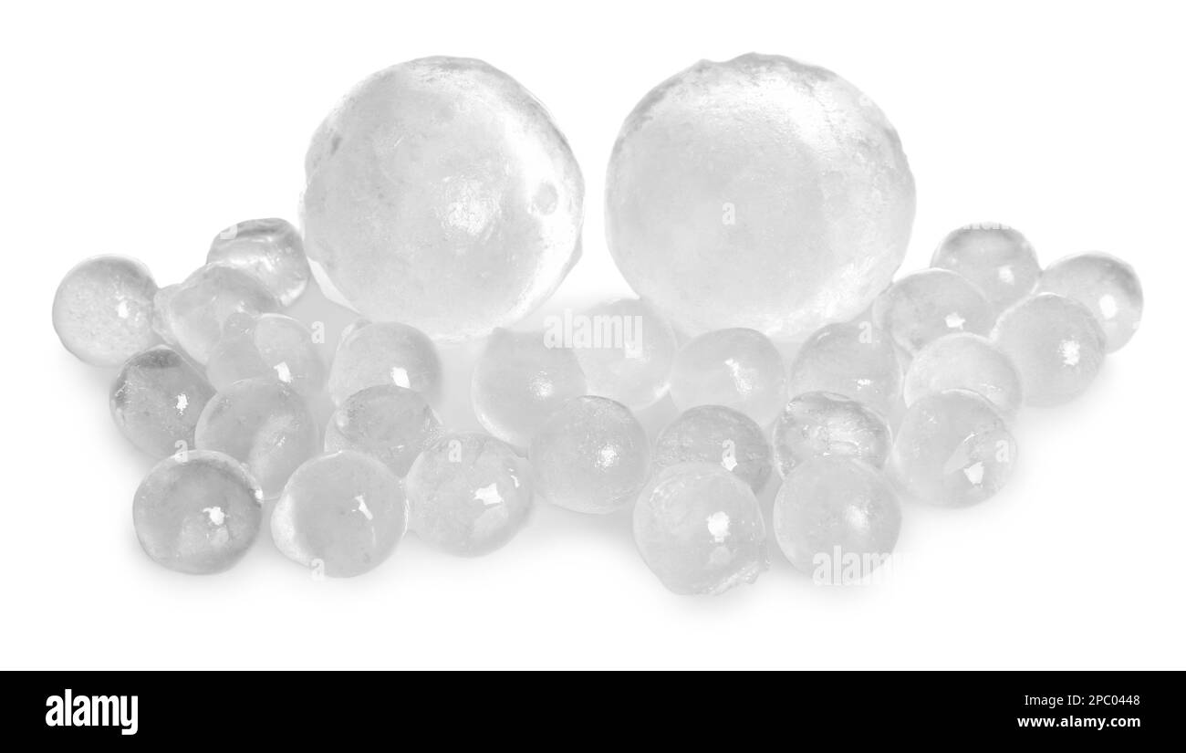 Many frozen ice balls on white background Stock Photo