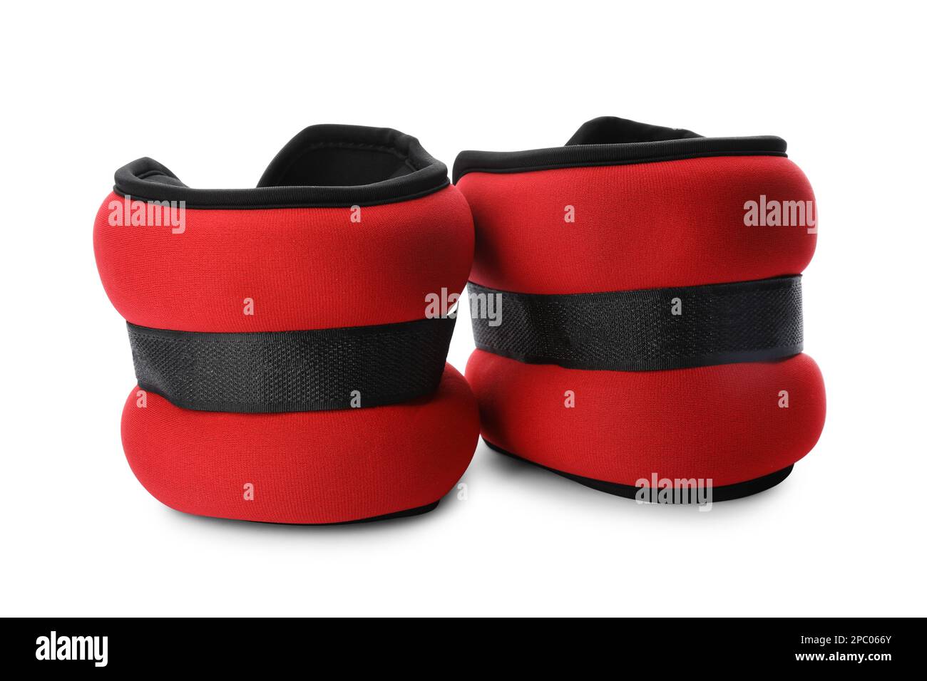 Red ankle weights for fitness isolated on white Stock Photo Alamy