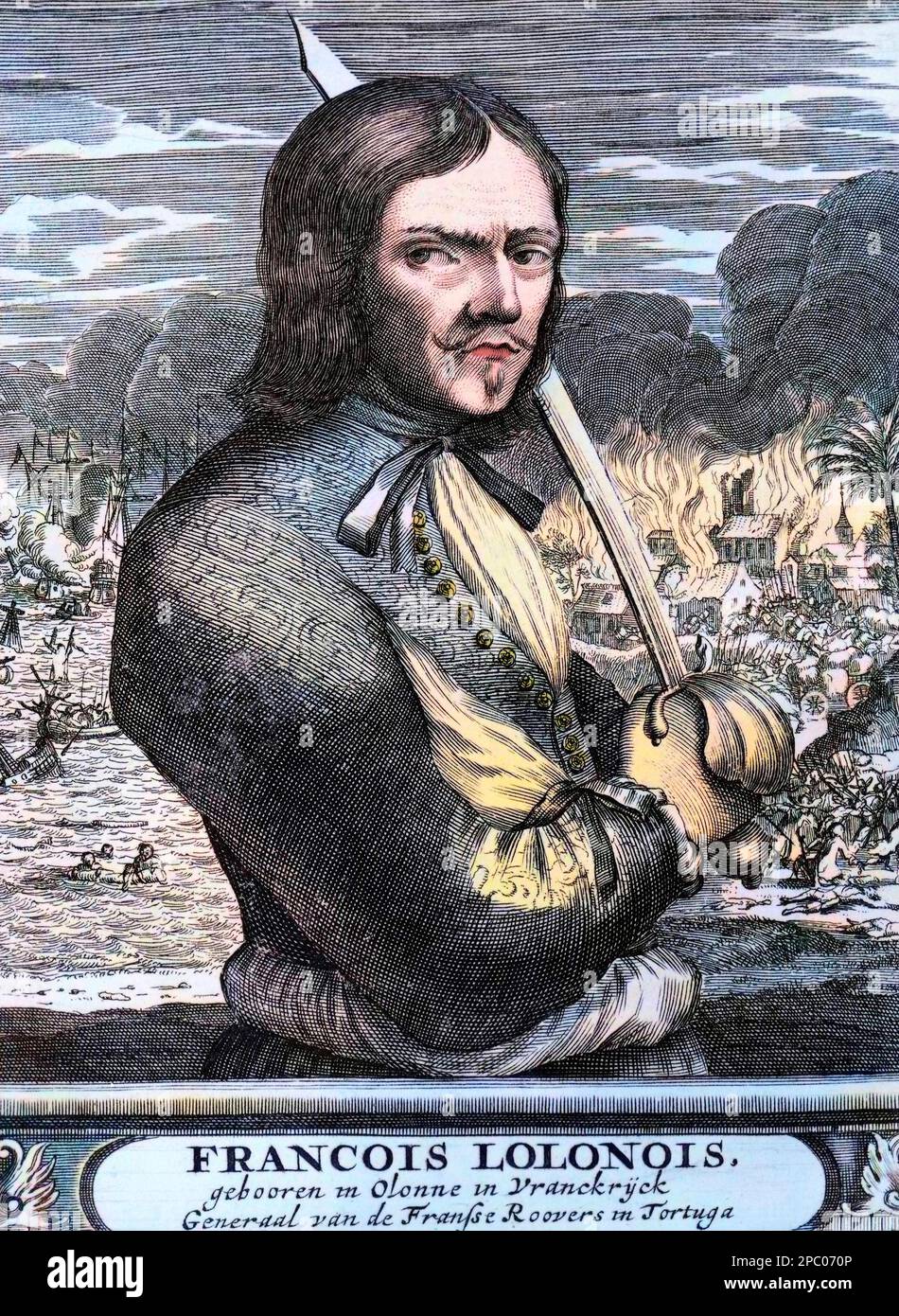 Francois l'Olonnais (l'Olonnois, Lolonois ou Lolona) - Portrait of Jean-David Nau, better known as Francois l'Olonnais (ca 1635-1668), French pirate and buccaneer Stock Photo