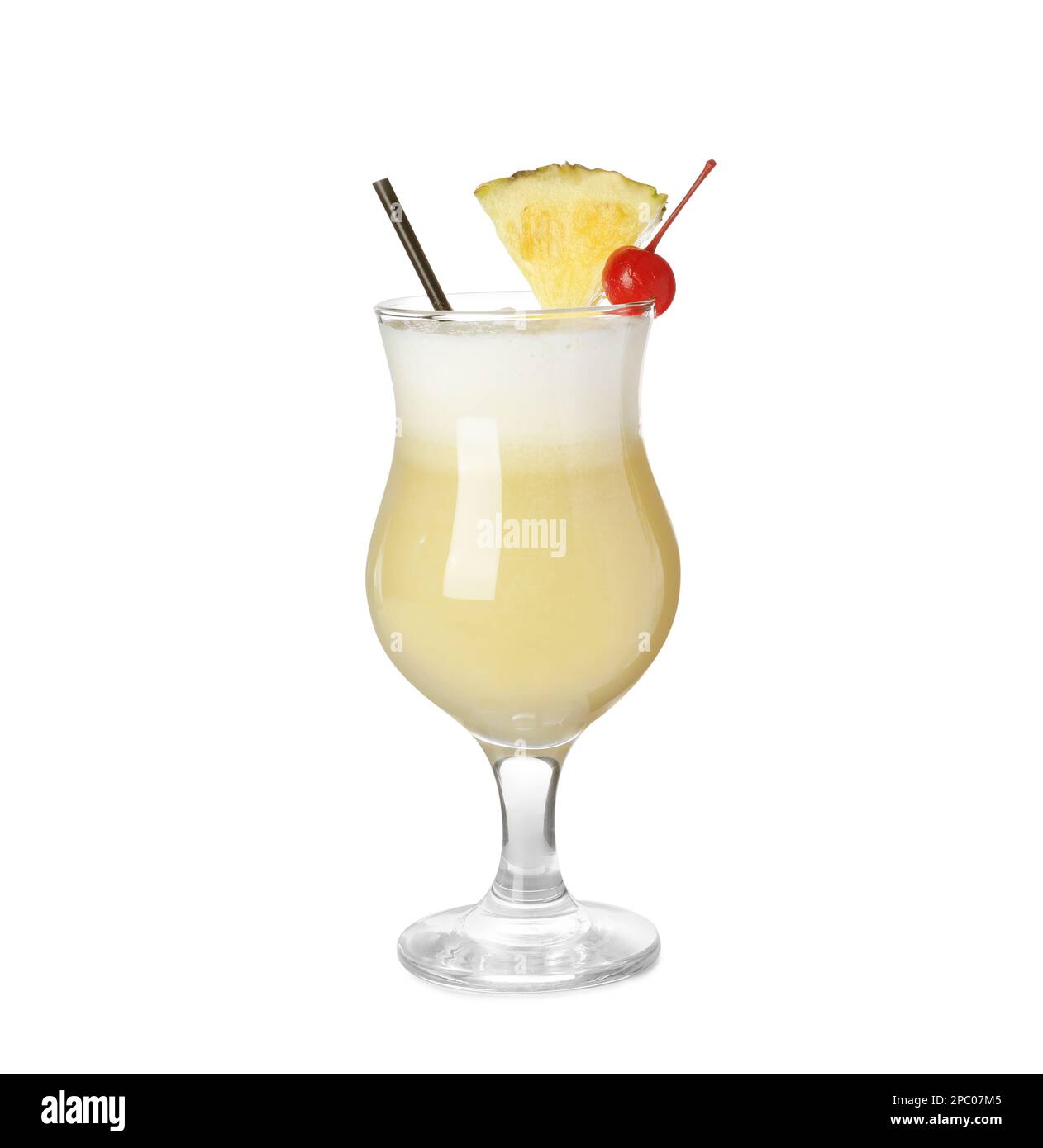 Tasty Pina Colada cocktail on white background Stock Photo - Alamy