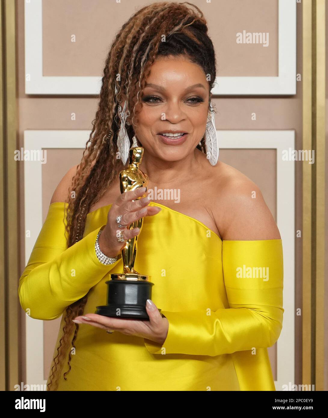 Ruth Carter, winner of Best Costume Design award for ’Black Panther Wakanda Forever’ posing for