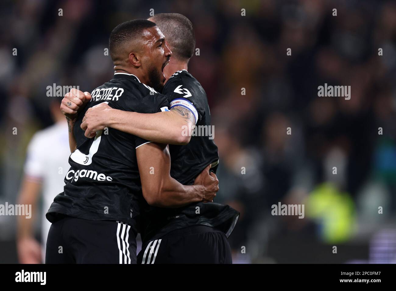 Gleison Bremer of Juventus FC (c) celebrates with teammates after scoring  the goal of 2-0 during the Serie A football match between Juventus FC and  US Stock Photo - Alamy