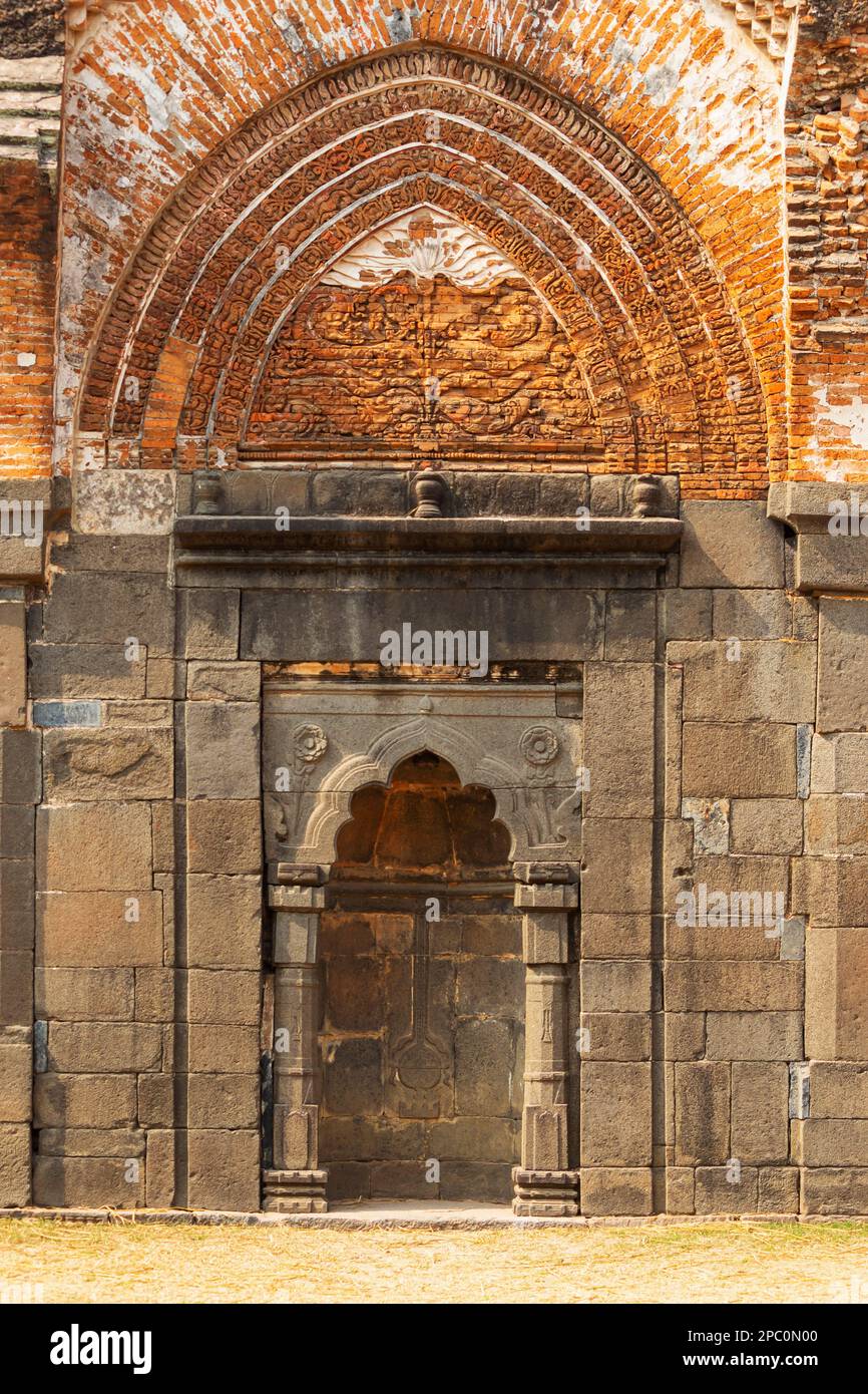 Carvings on the Bricks Inside of Adina Mosque, Adina Malda, West Bengal, India.  Largest Islamic monument in West Bengal Stock Photo