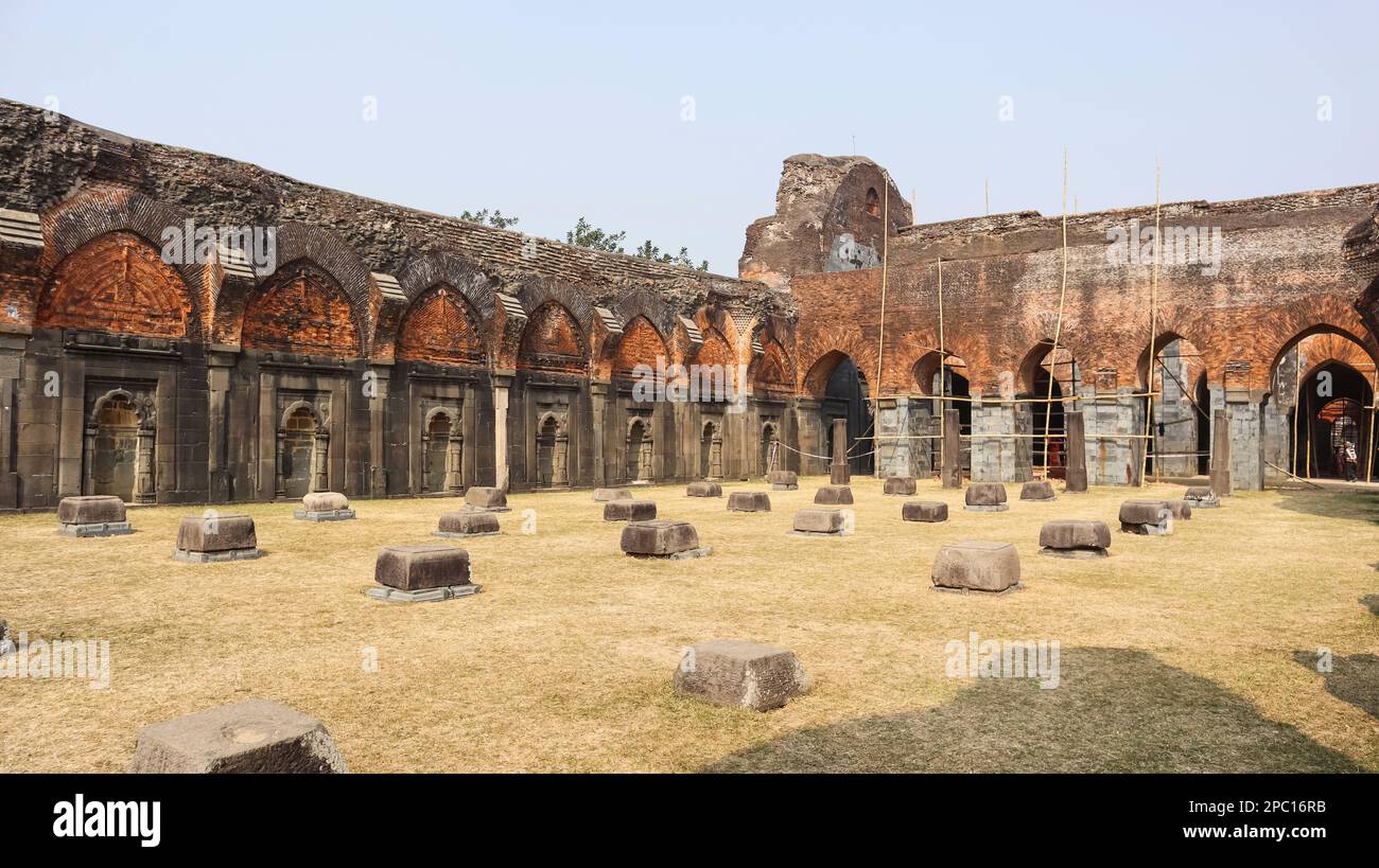 Inside Ruined View of Adina Mosque, Adina, West Bengal, India Stock