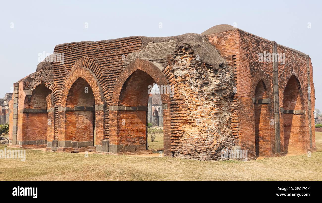 Inside Ruined View of Adina Mosque, Adina, West Bengal, India. Stock Photo