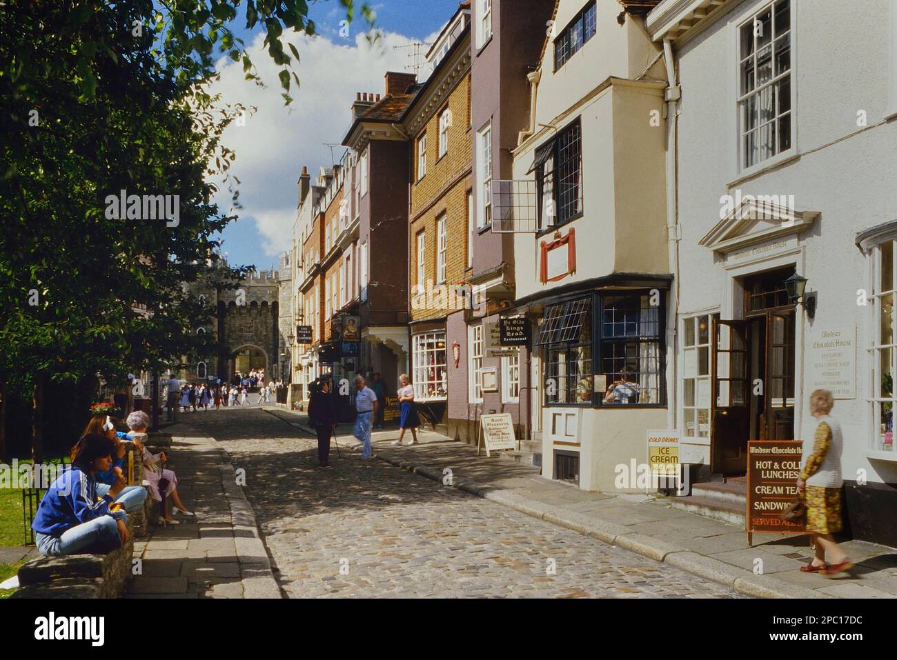 Church Street looking towards Henry VIII gate, Windsor, Berkshire, England, UK. Circa 1990's Stock Photo