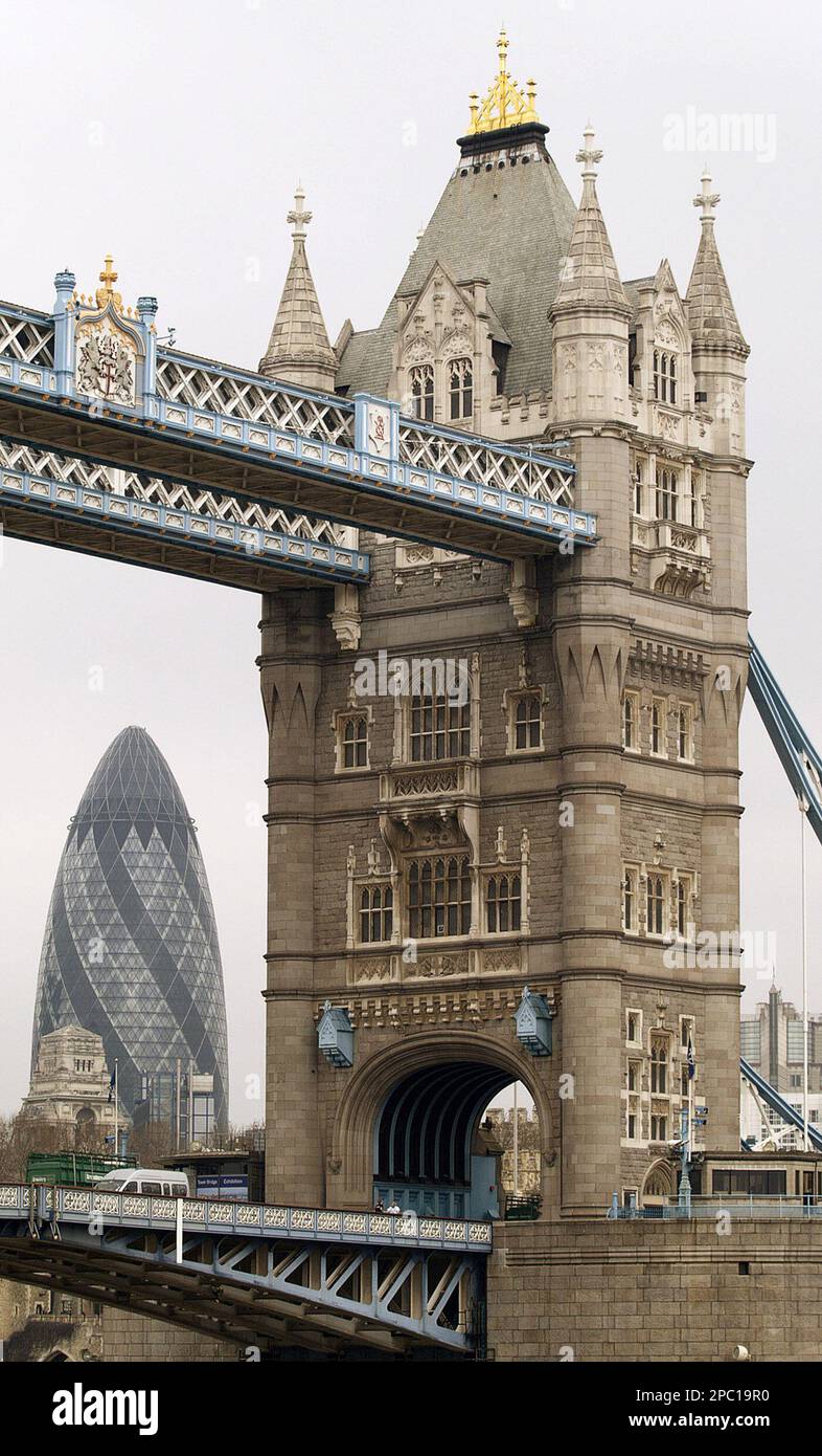 The 40storey glass skyscraper known as "The Gherkin" is seen through