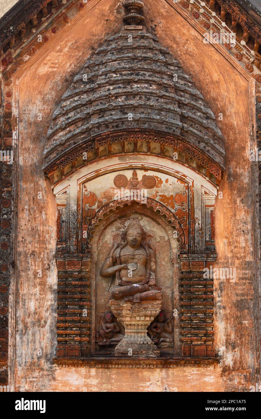 Sculpture of Hindu God on the Char Bangla Temple, Built By Queen