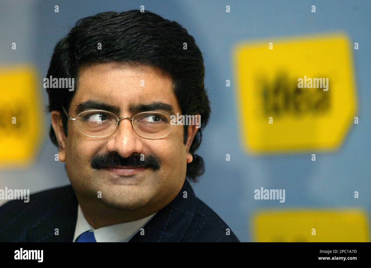 Chairman of the Aditya Birla Group Kumar Mangalam Birla looks on during