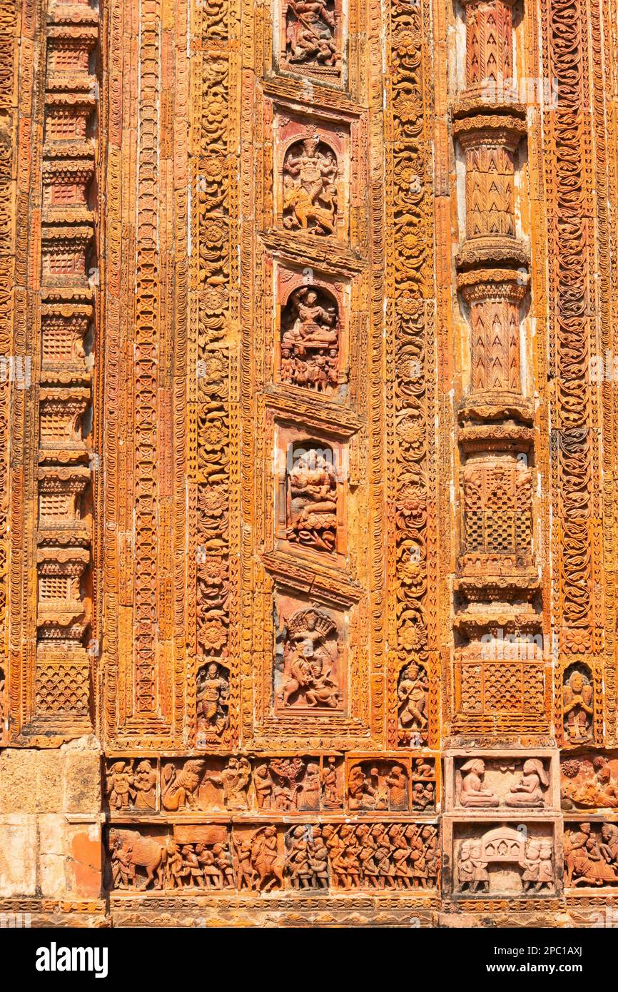 Sculptures of Hindu God and Goddess on the Char Bangla Temple, Jiaganj