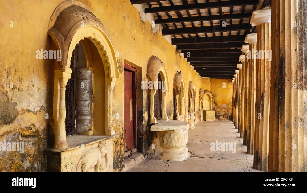 Inside View of Nashepur Rajbari, Built by King Kirti Chandra Singha Bahadur in 1865, Murshudabad, West Bengal, India. Stock Photo