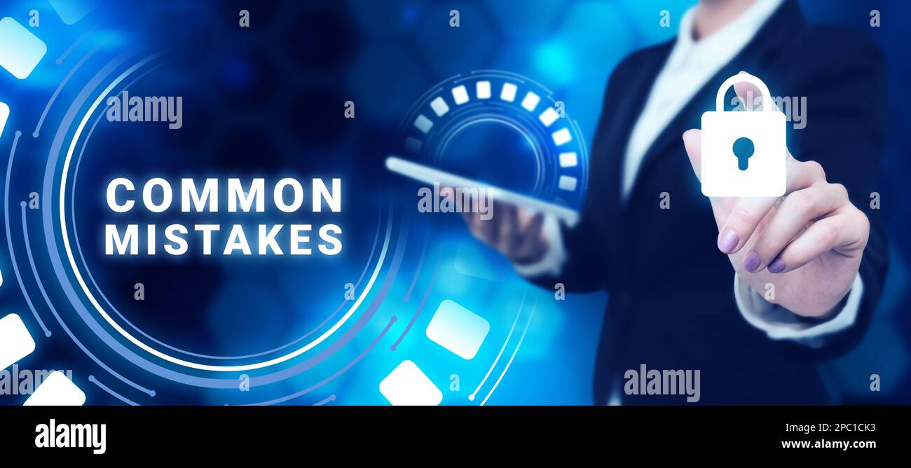 Inspiration showing sign Common Mistakes. Business overview actions ...