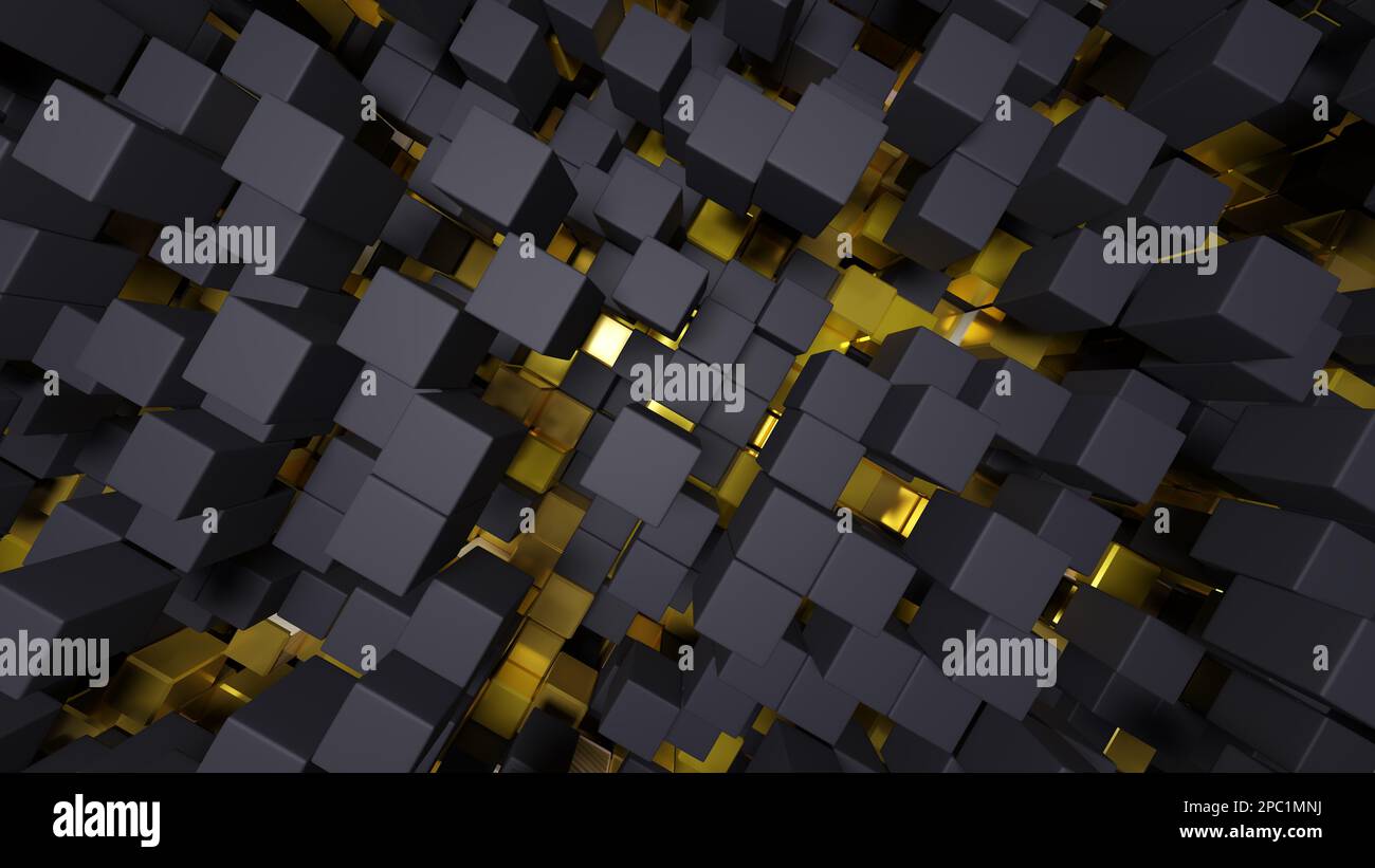 3d rendering abstract background of randomly positioned black and ...