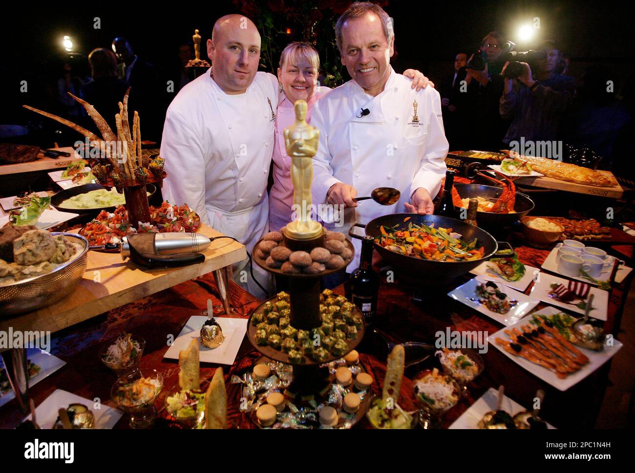 Master chef Wolfgang Puck, right, with executive pastry chef Sherry
