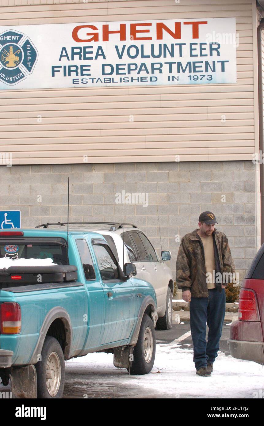 William Manning, of Cool Ridge, W.Va., smokes a cigarette outside the Ghent  Fire Department on Tuesday, Jan. 30, 2007, in Ghent, W.Va. Manning was the  only person on the scene of a