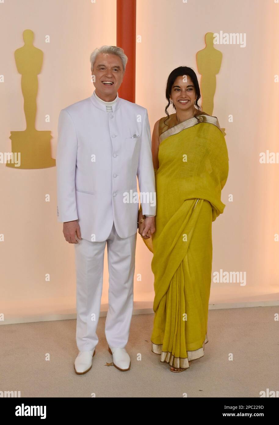 (LR) David Byrne and Mala Gaonkar attend the 95th annual Academy