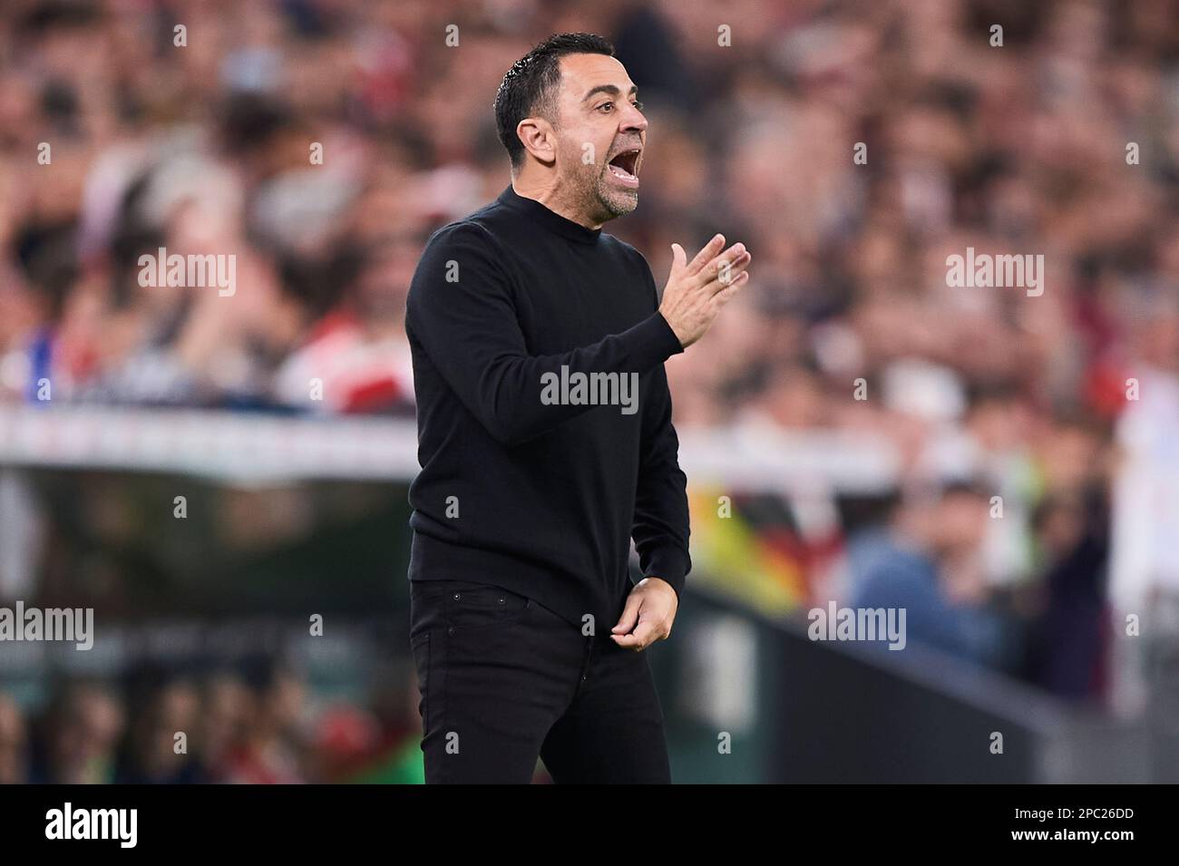 FC Barcelona head coach Xavi Hernandez during the La Liga match between Athletic Club and FC Barcelona played at San Mames Stadium on March 12, 2023 in Bilbao, Spain. (Photo by Cesar Ortiz / PRESSIN) Stock Photo