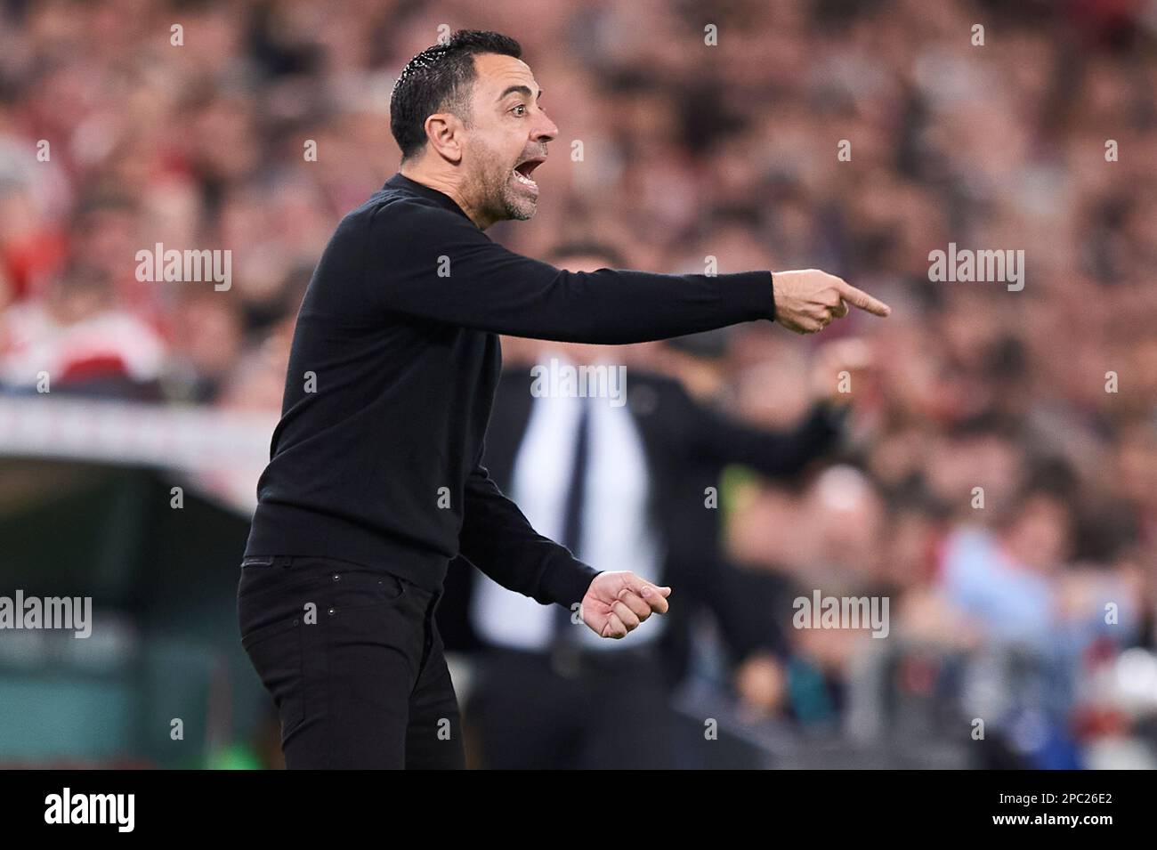 FC Barcelona head coach Xavi Hernandez during the La Liga match between Athletic Club and FC Barcelona played at San Mames Stadium on March 12, 2023 in Bilbao, Spain. (Photo by Cesar Ortiz / PRESSIN) Stock Photo