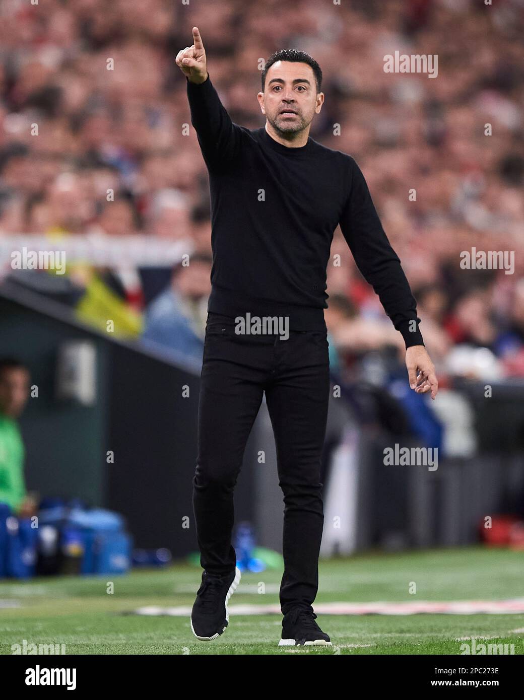 FC Barcelona head coach Xavi Hernandez during the La Liga match between Athletic Club and FC Barcelona played at San Mames Stadium on March 12, 2023 in Bilbao, Spain. (Photo by Cesar Ortiz / PRESSIN) Stock Photo