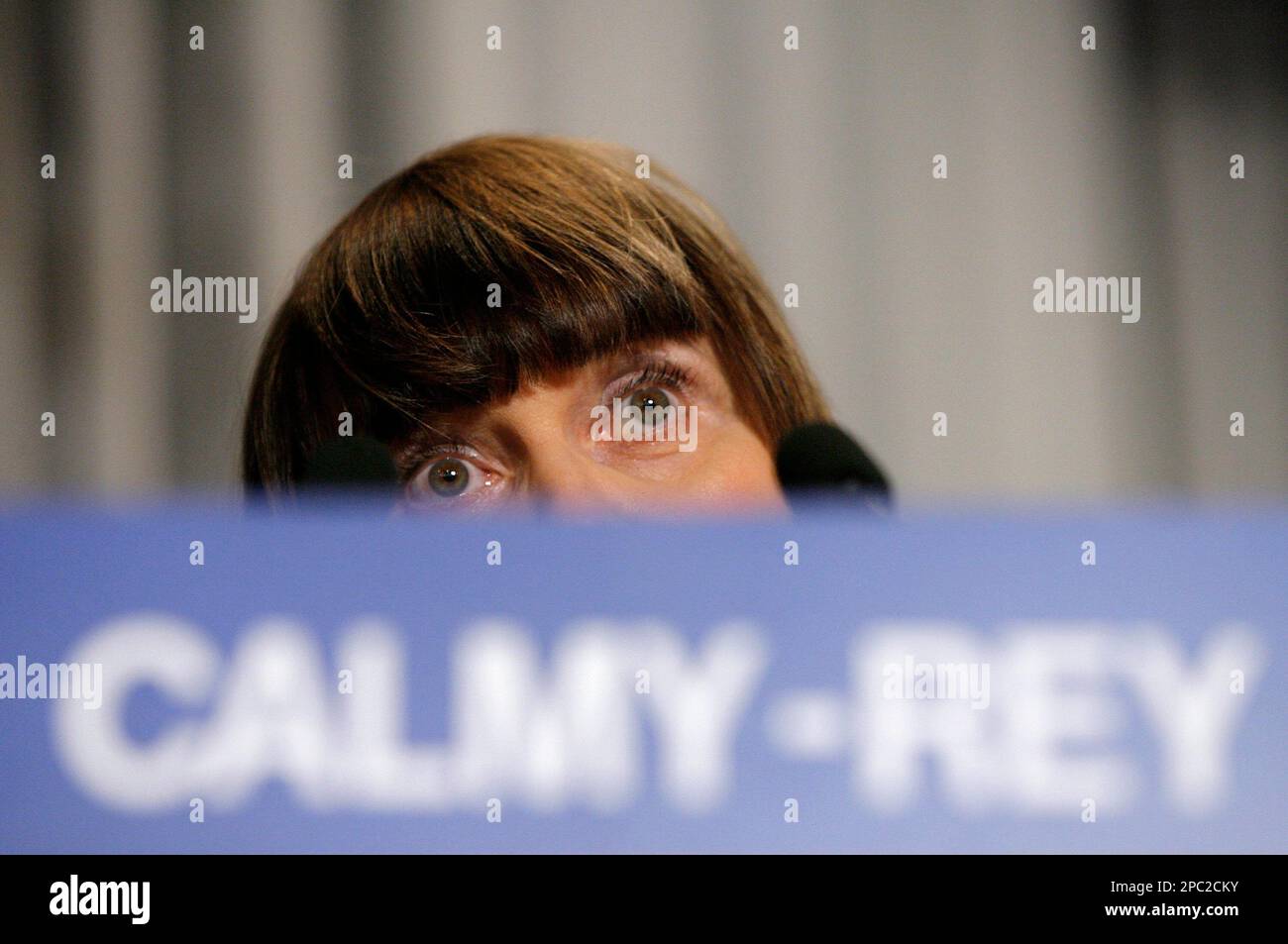 Swiss President Micheline Calmy-Rey speaks at an open forum panel ...