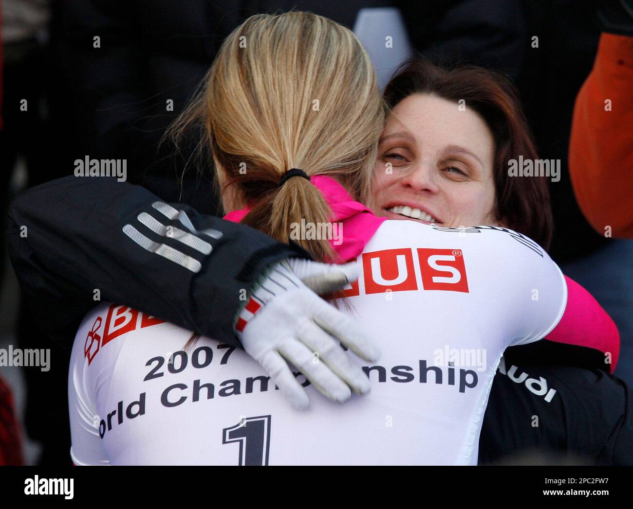 Switzerland's Maya Pedersen-Bieri, silver medal winner, right and gold ...