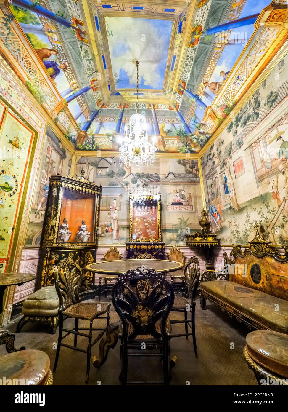 Salottino cinese (Chinese parlor) in the Filangeri-Cutò aristocratic baroque style palace also known as Palazzo Mirto - Palermo, Sicily, Italy Stock Photo