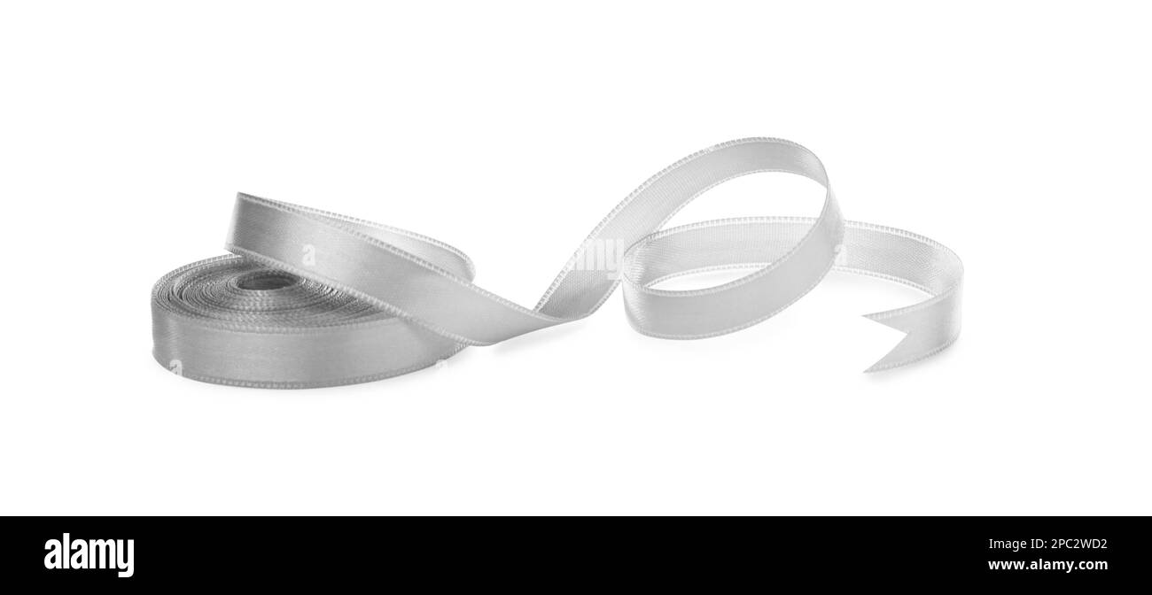 Beautiful ribbon isolated on white. Festive decor Stock Photo