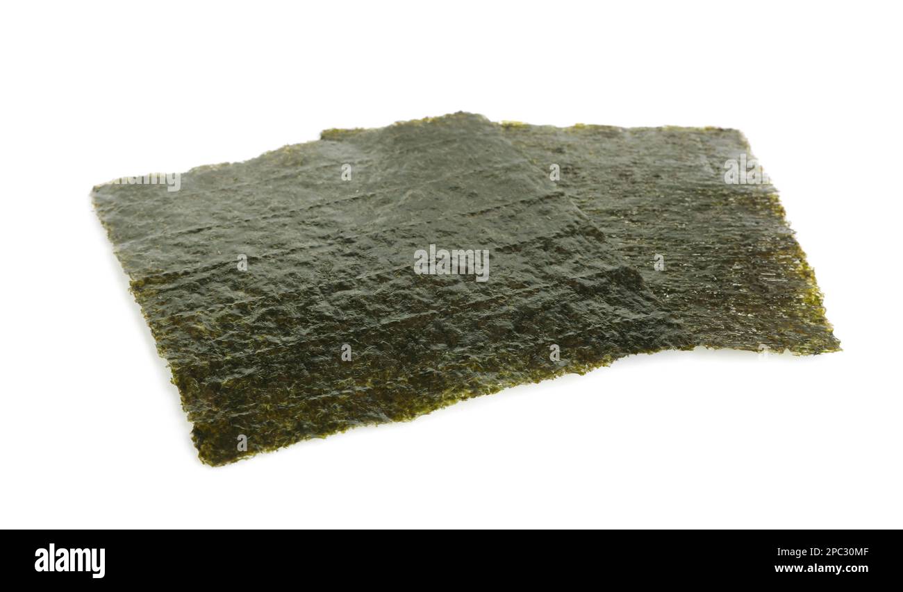Two dry nori sheets on white background Stock Photo Alamy