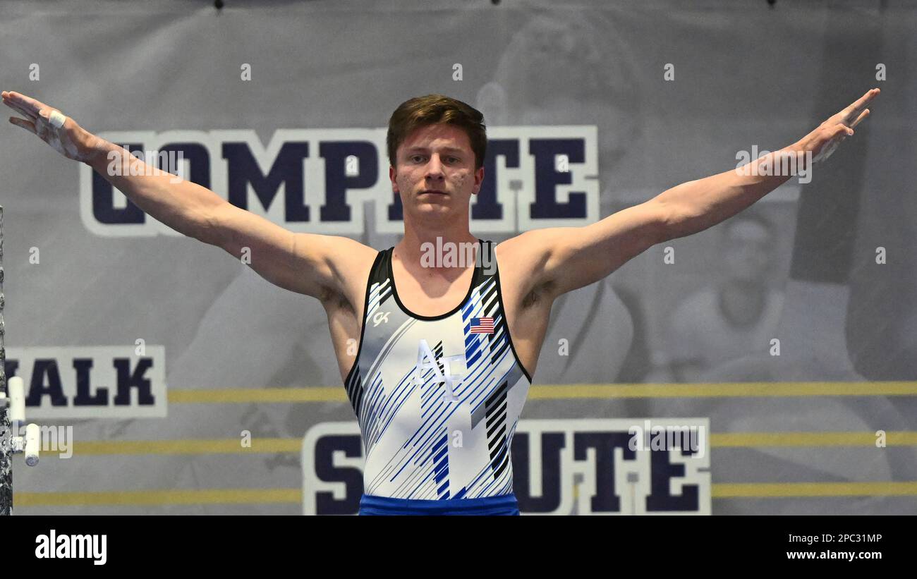 Air Force gymnast Samuel Metzler during an NCAA gymnastics meet