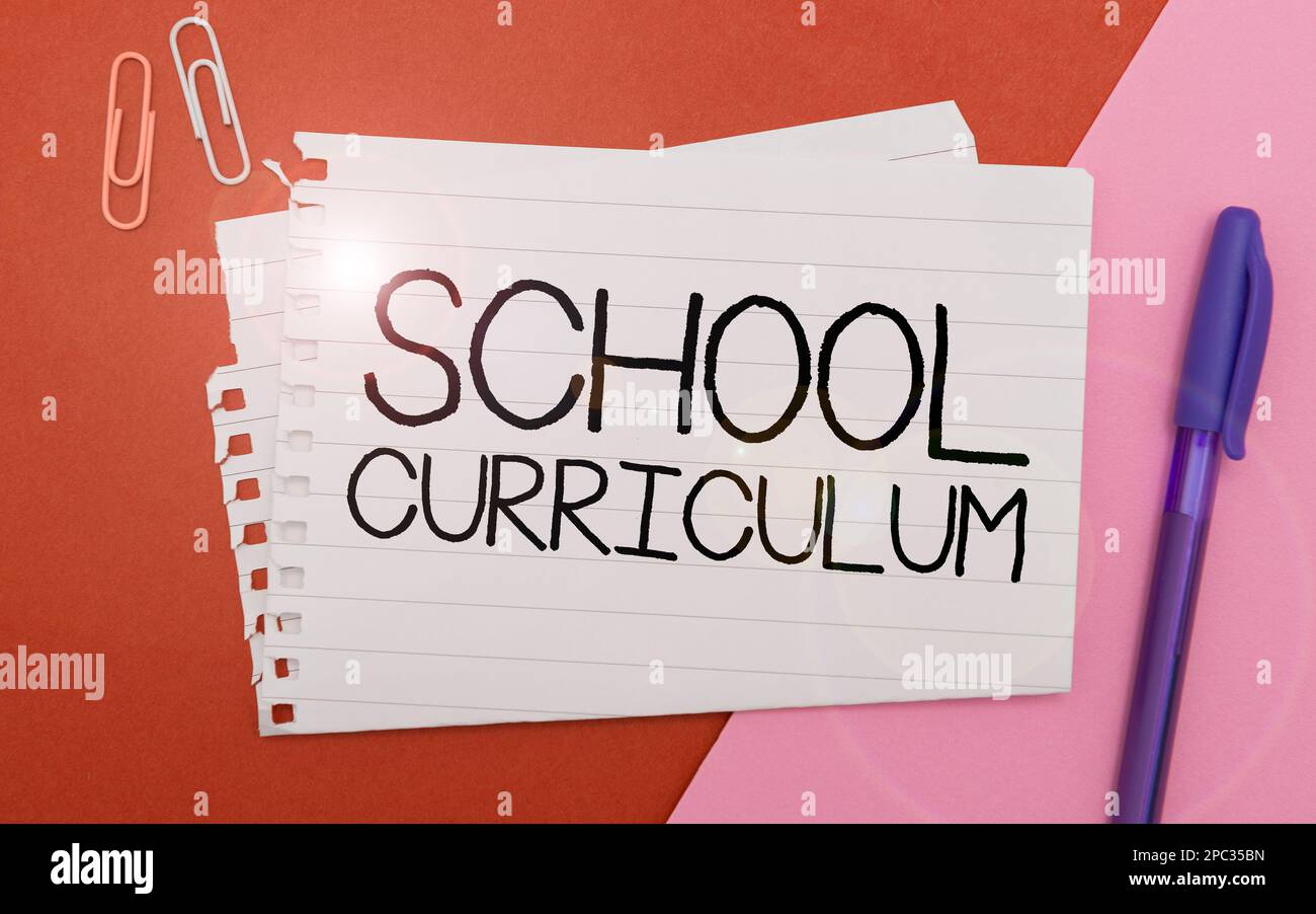 Hand writing sign School Curriculum. Business concept designed to ...