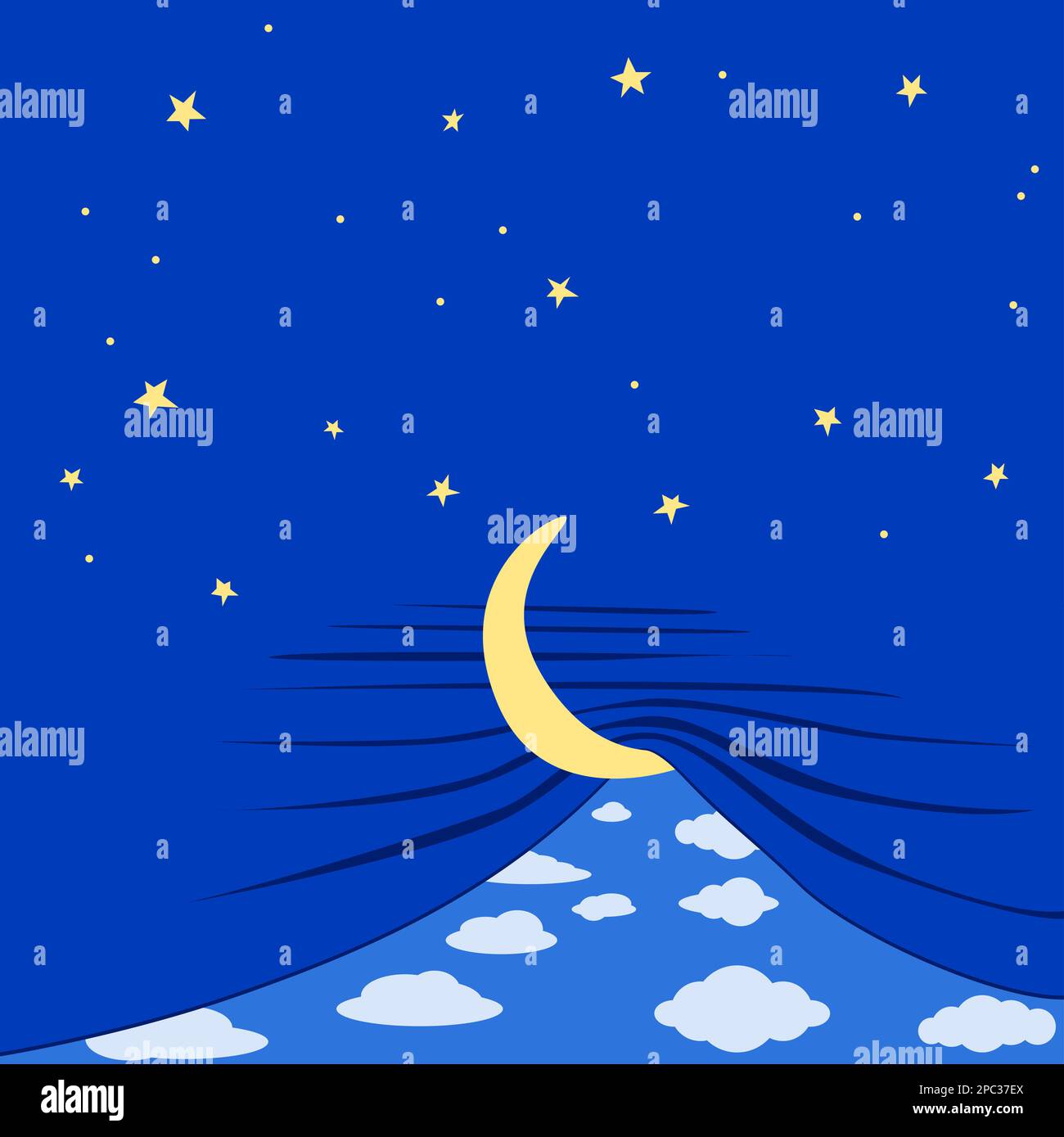 Illustration cartoon hand drawing night day change sunrise sunset moon