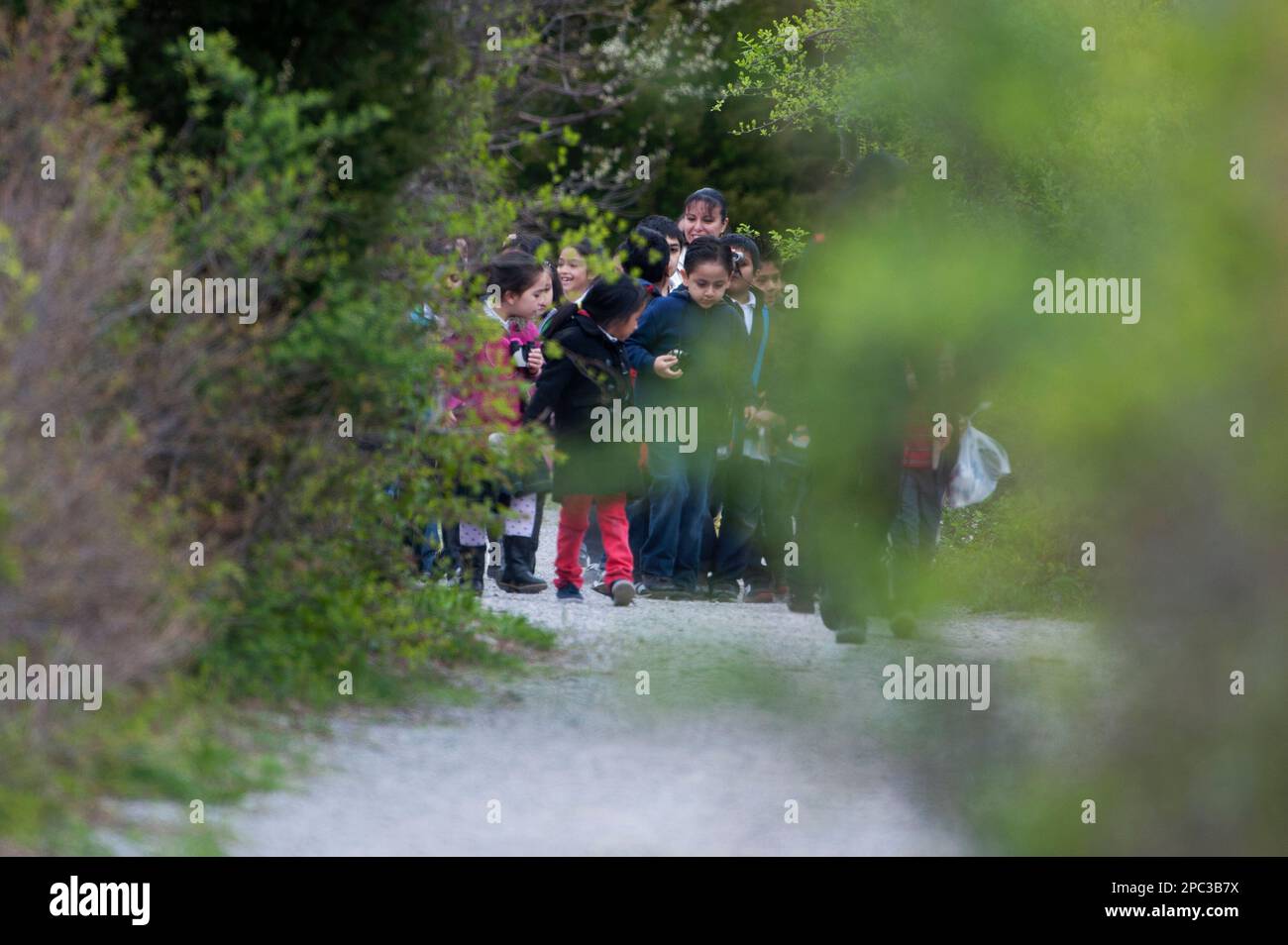 Schoolchildren field trip at Jamaica Bay Wildlife Refuge Stock Photo