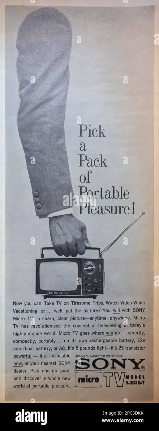 SONY micro TV advert in Life magazine June 15, 1964 Stock Photo