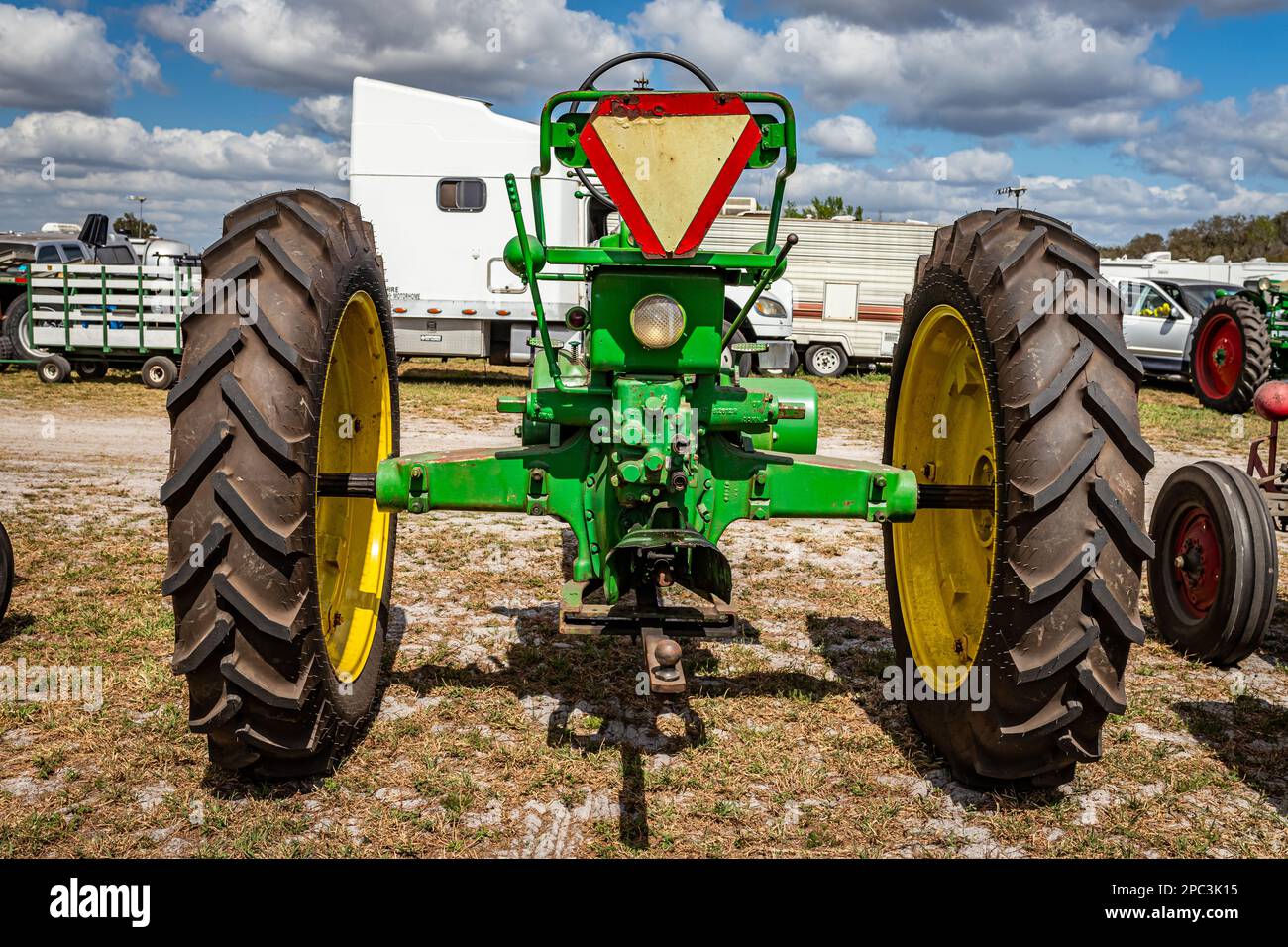 Fort Meade, FL February 26, 2022 Low perspective rear view of a 1951 John Deere B Utility