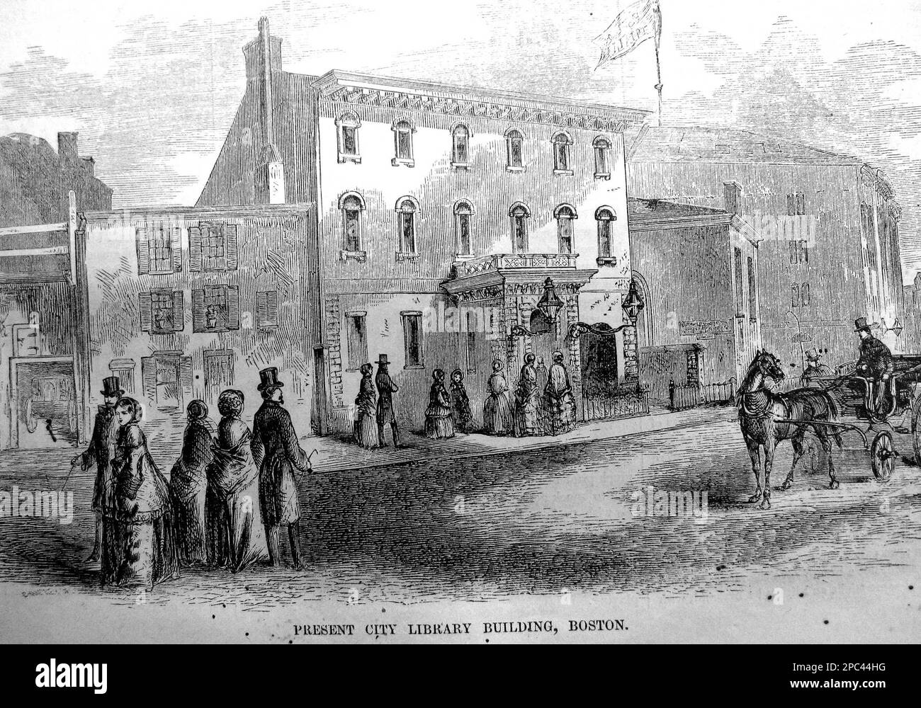 Boston Public Library, Mason Street, 1850s Stock Photo - Alamy
